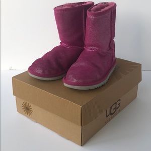 Ugg girls  pink shimmer metallic boots size 12